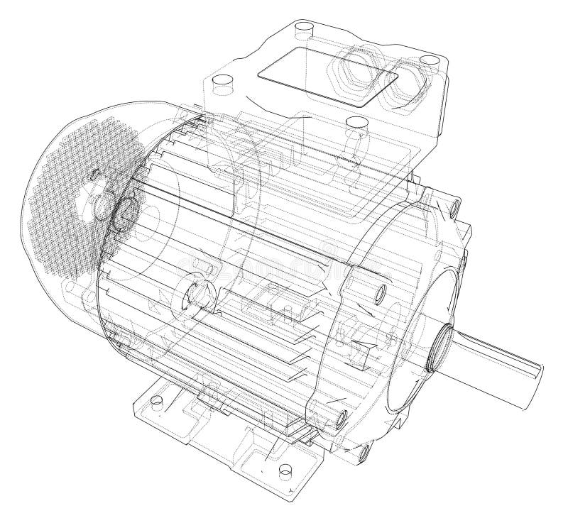 Electric motor outline. Vector royalty free illustration