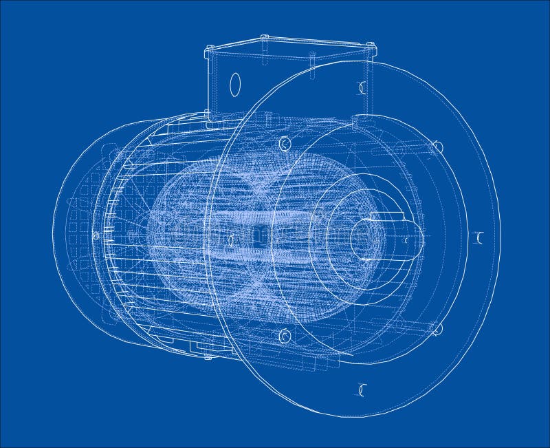 Electric motor sketch. Vector royalty free illustration