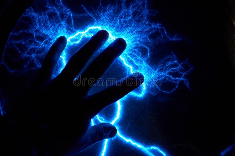 Electric plasma ball on a dark background. Static electricity model