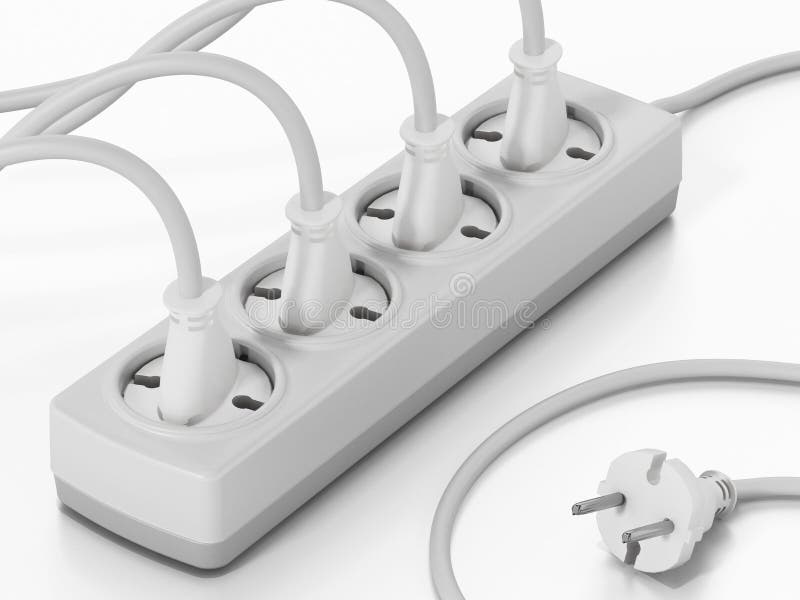 Electric plug isolated on white background. 3D illustration vector illustration