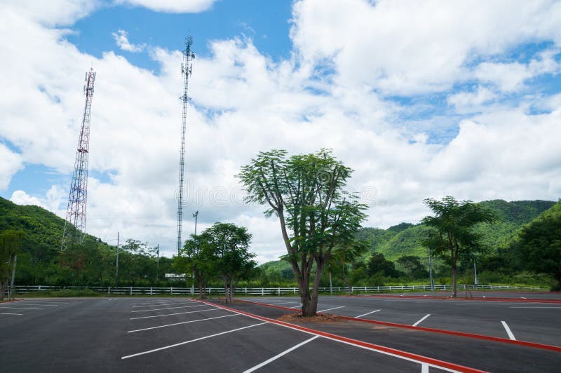 Electric poles on the mountain stock photos Electric poles on the mountain stock photos