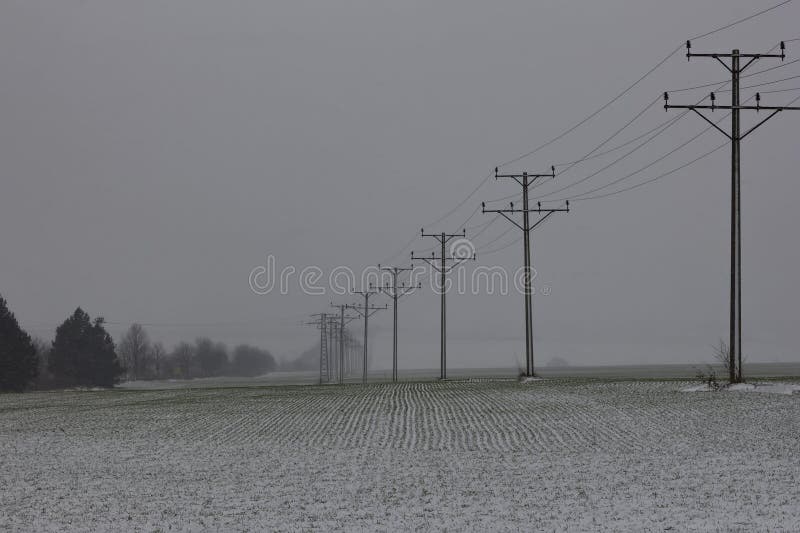 Electric poles in a snow royalty free stock photos Electric poles in a snow royalty free stock photos