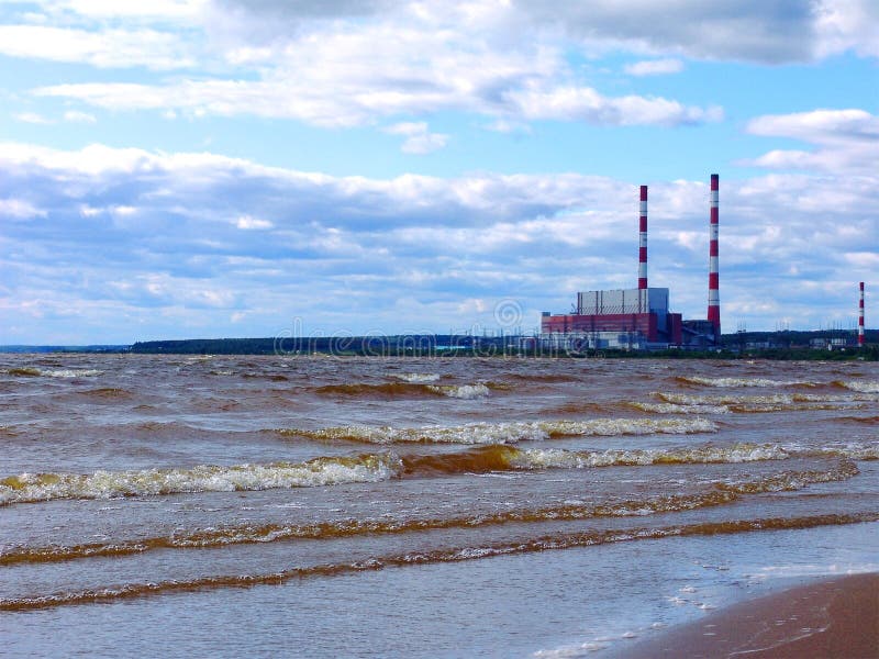 Electric Power Plant Shoreline Stock Image Image of large, shore 5540787