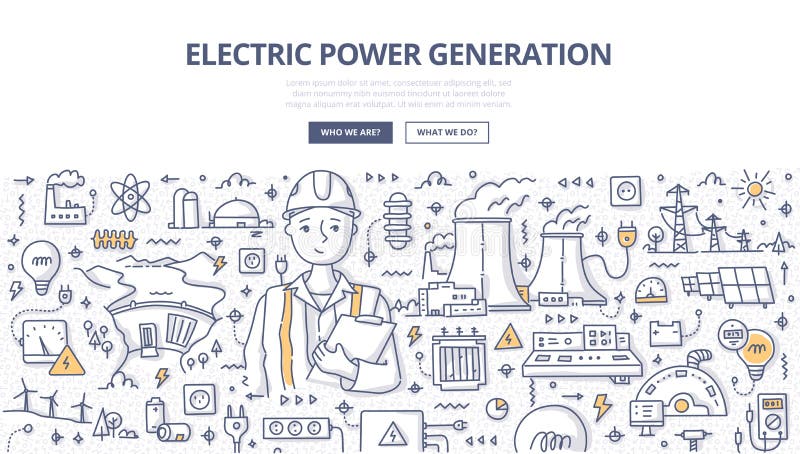 Electric Power pokolenia Doodle pojęcie