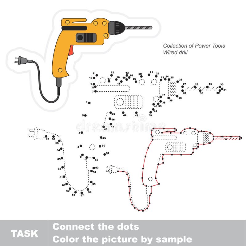 Electric Power Tool. Engine Tools. Vector Numbers Game. Stock Vector