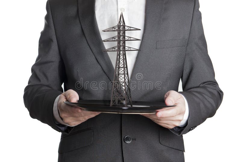 Electric power tower on the plate