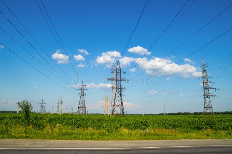 Electric Power Transmission Towers Stock Photo Image of volt, industry 73826126
