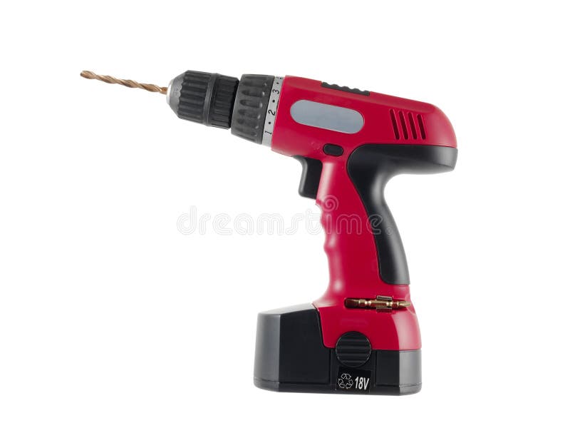 Electric red drill stock image. Image of isolated, housework - 17980995