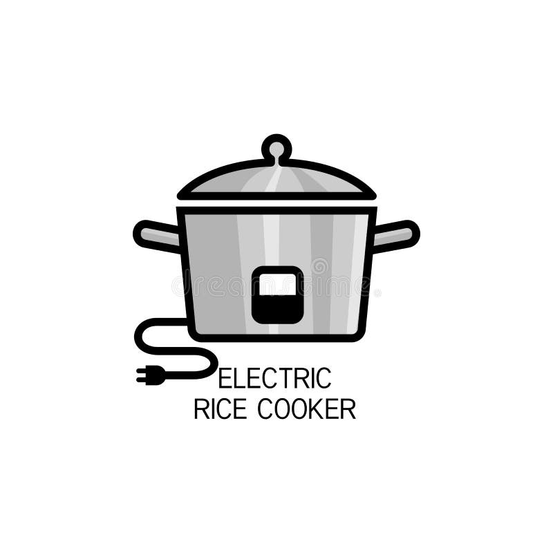 Electric Rice Cooker Icon Isolated. Modern Outline Stock Vector