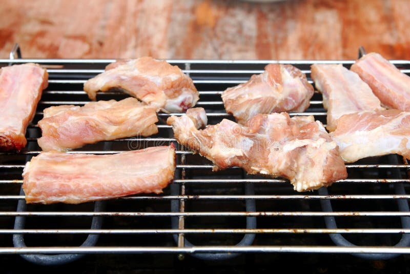 Electric Roast Grilling Raw Pork Bone Stock Image Image of closeup, burnt 252301037