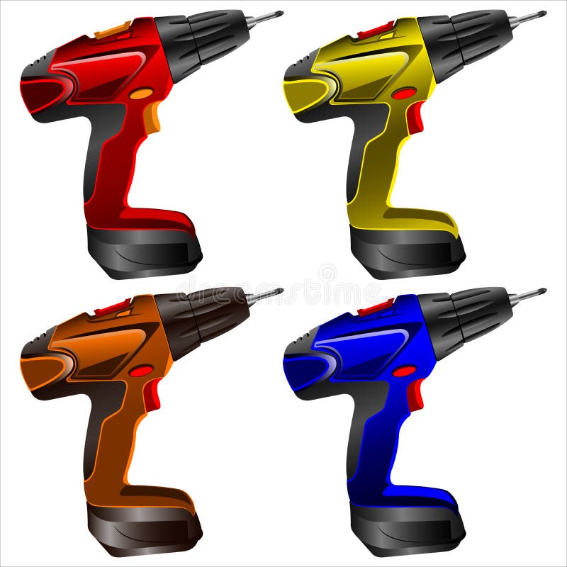 Electric screwdrivers stock vector. Illustration of object 64003797