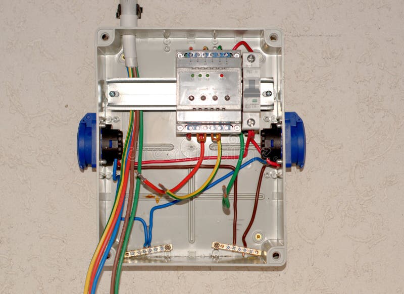 Electric Shield and Copper Cable for Power Connection. Stock Image