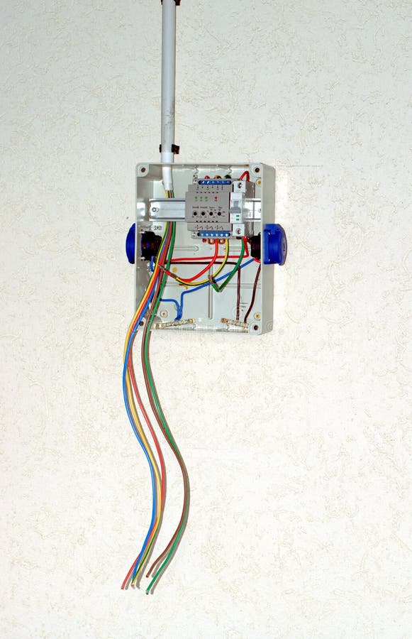 Electric Shield and Copper Cable for Power Connection. Stock Image