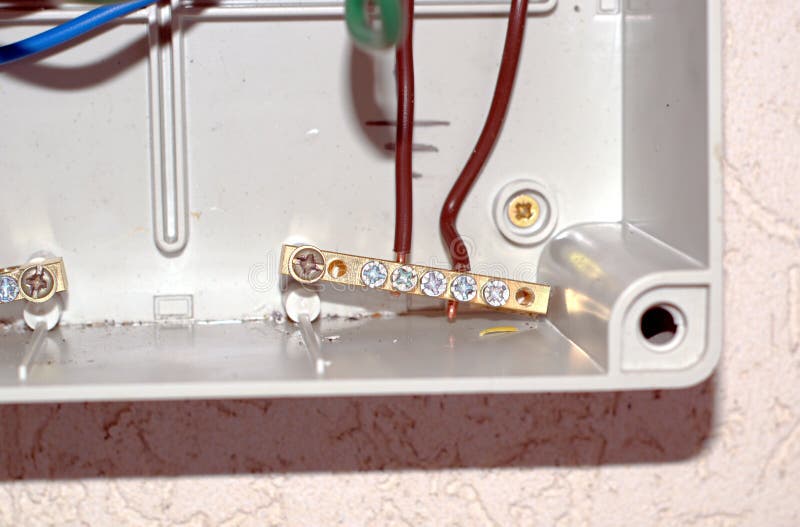 Electric Shield and Copper Cable for Power Connection. Stock Image