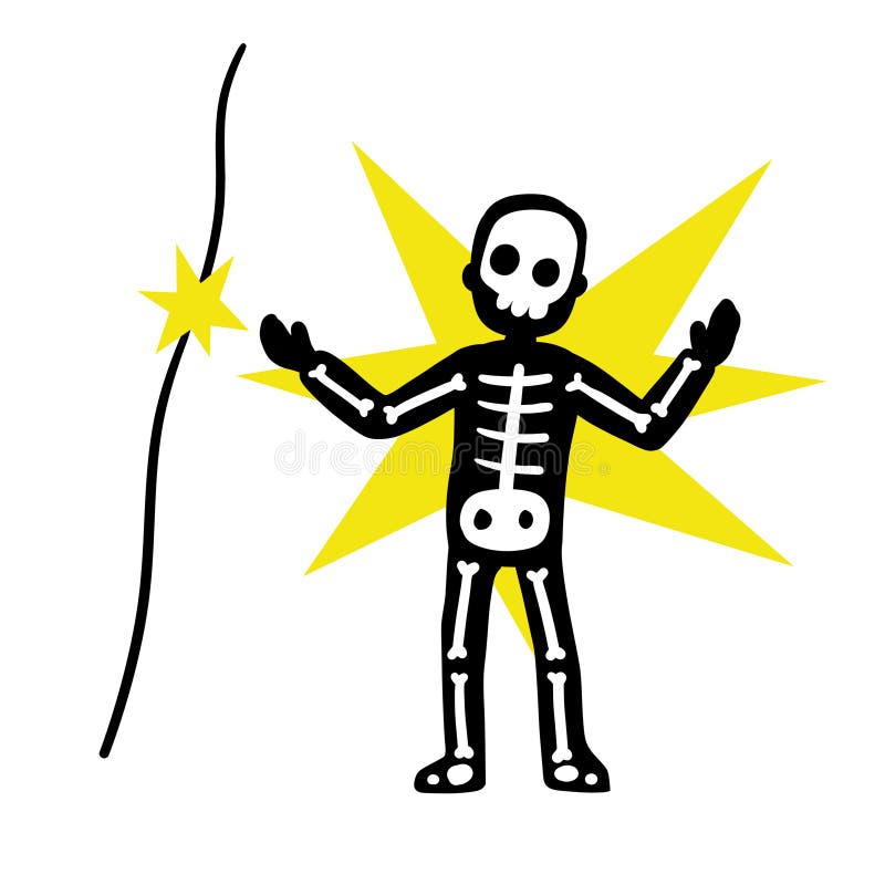 Electric Shock. Skeleton Touch Electric Wire with Current Stock Vector