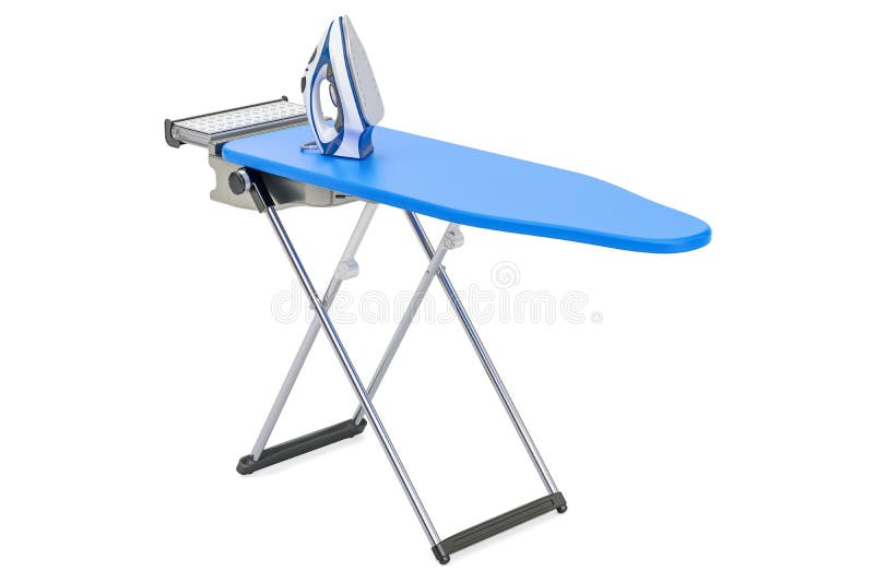 Electric Steam Iron On The Ironing Board 3d Rendering Stock