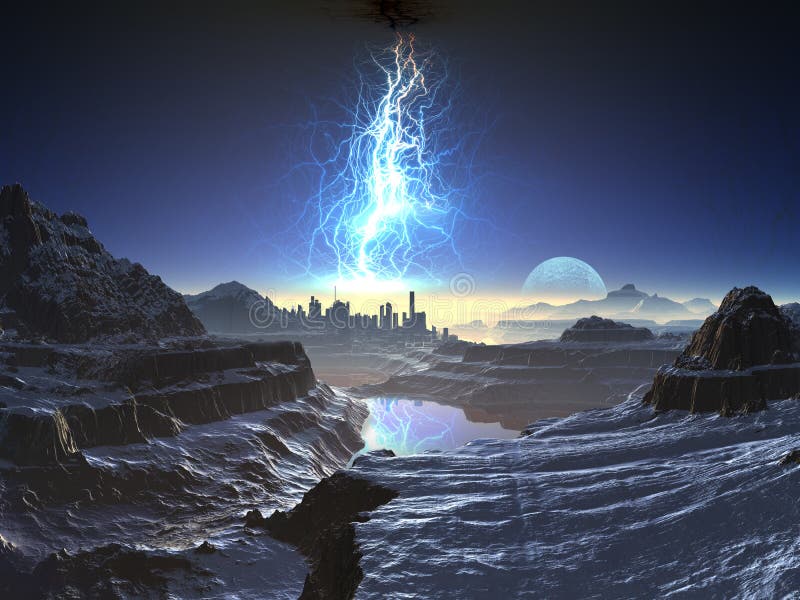 Electric Storm over Distant Alien City