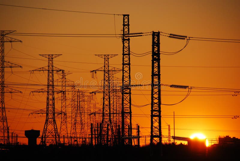 Electric Sunset stock image. Image of electricity, power 4073773
