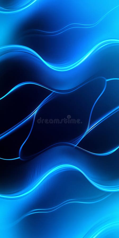 Electric Surge Rhythm Dynamic Blue Wave Motion with Neon Light Effects in Dark Ocean Depths vector illustration