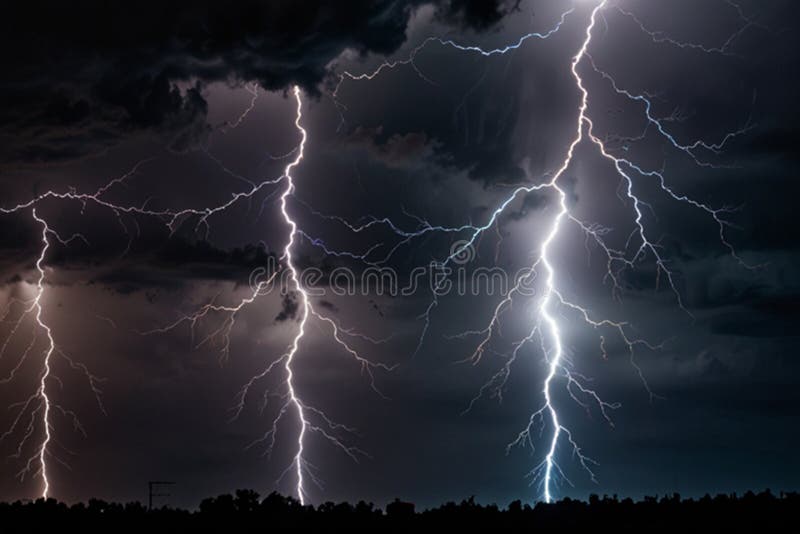 Electric thunder lightning bolts against dark background vector illustration.