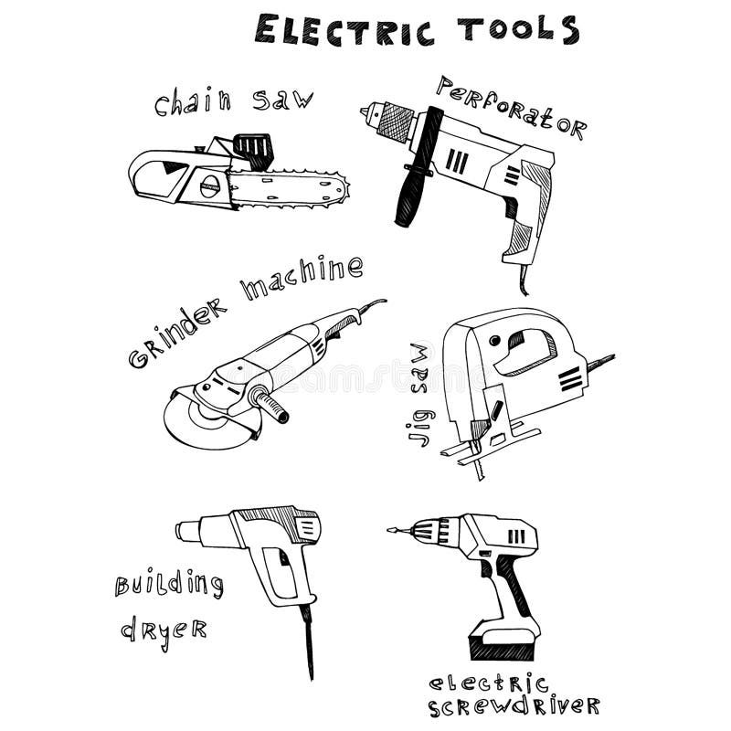 Electric Tools. Vector Illustration Stock Vector Illustration of machine, electrictools 195894037