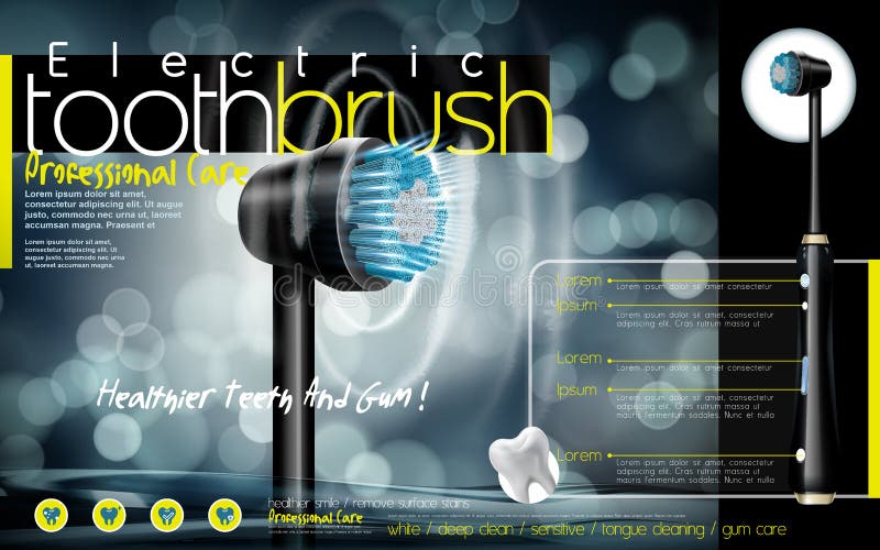 Electric toothbrush ad vector illustration