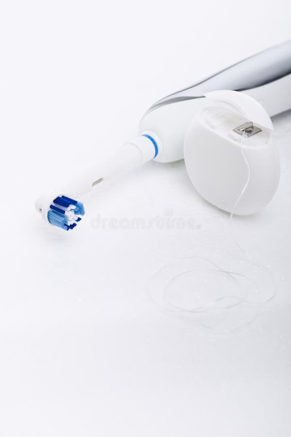 Electric Toothbrush and Dental Floss Stock Image Image of cleanness