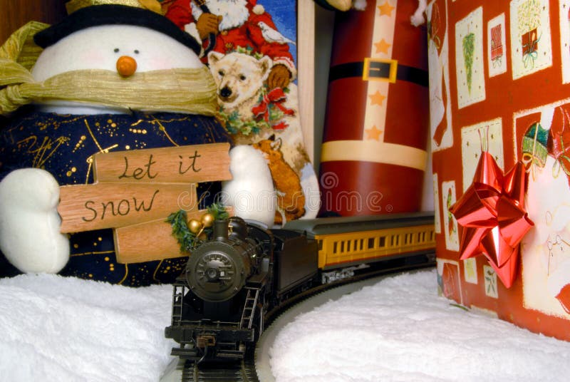 Electric Train and Christmas Decoration Stock Image Image of white