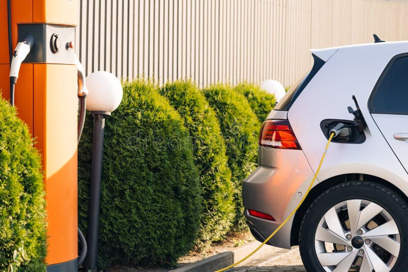 Electric Vehicle and Bus Charging Points. Shot of Modern Electric Power