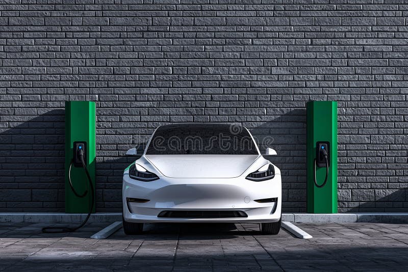 Electric Vehicle Charging Station royalty free illustration
