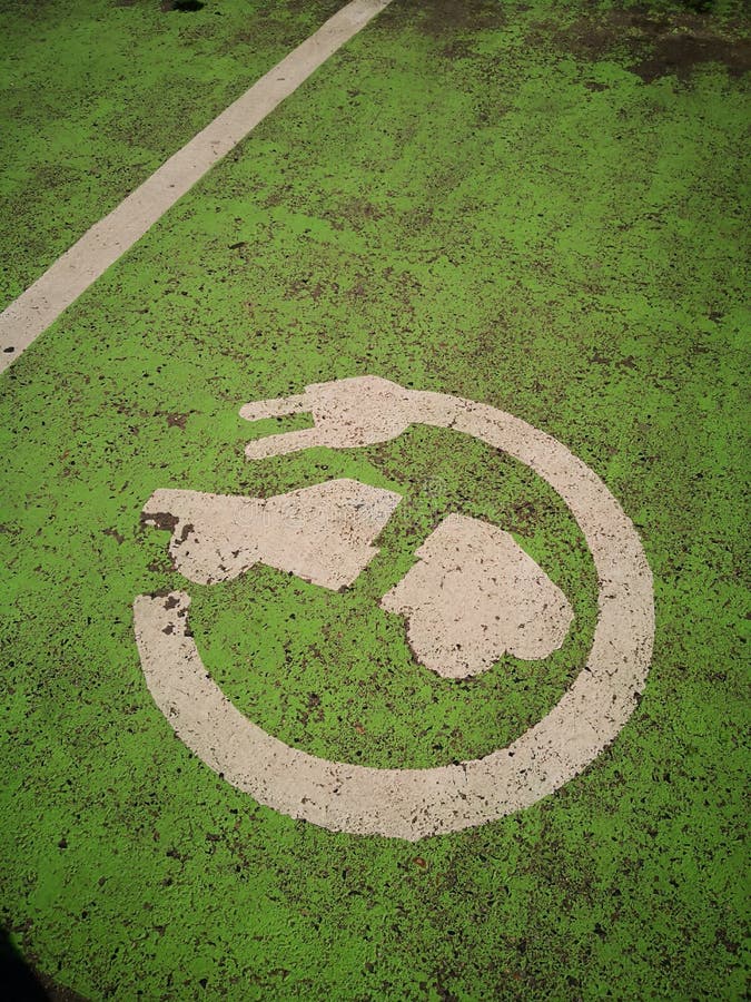 Electric vehicle parking stock photo. Image of closeup 216914434