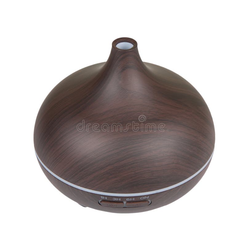 Electric Wooden Aroma Oil Diffuser Isolated White Background Stock
