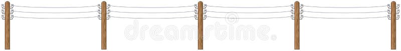 Electric wooden poles with wires