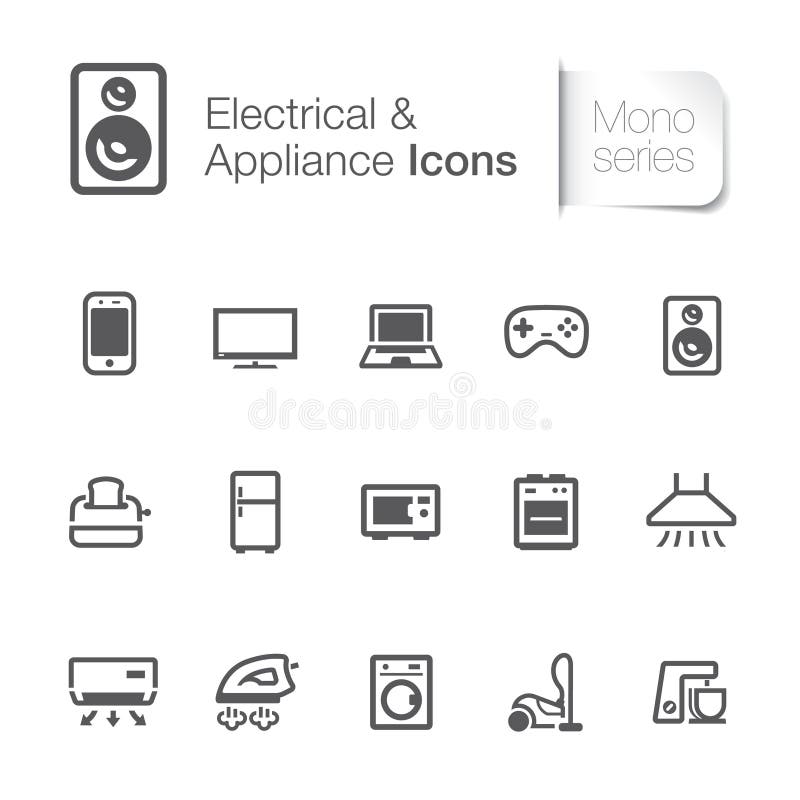 Electrical & Appliance Related Icons Stock Vector Illustration of