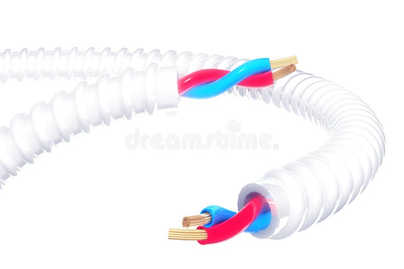 Electrical cable on white background. 3d render