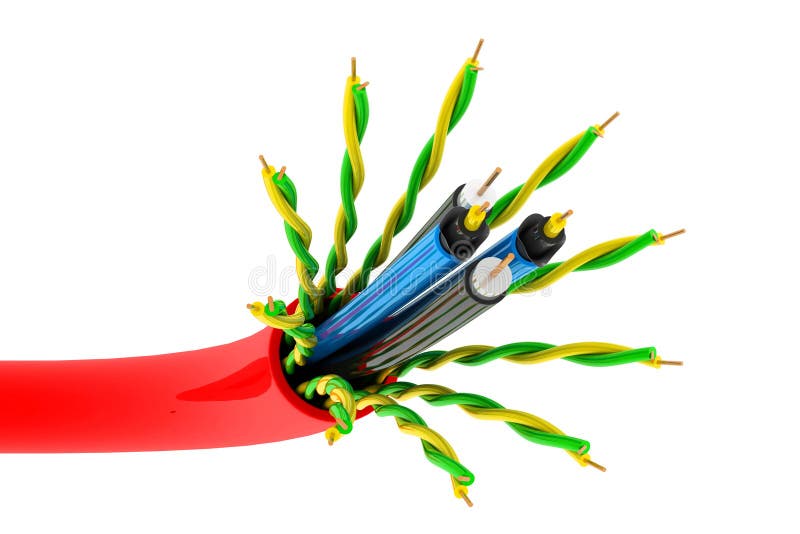 Electrical cable on white background.3d render