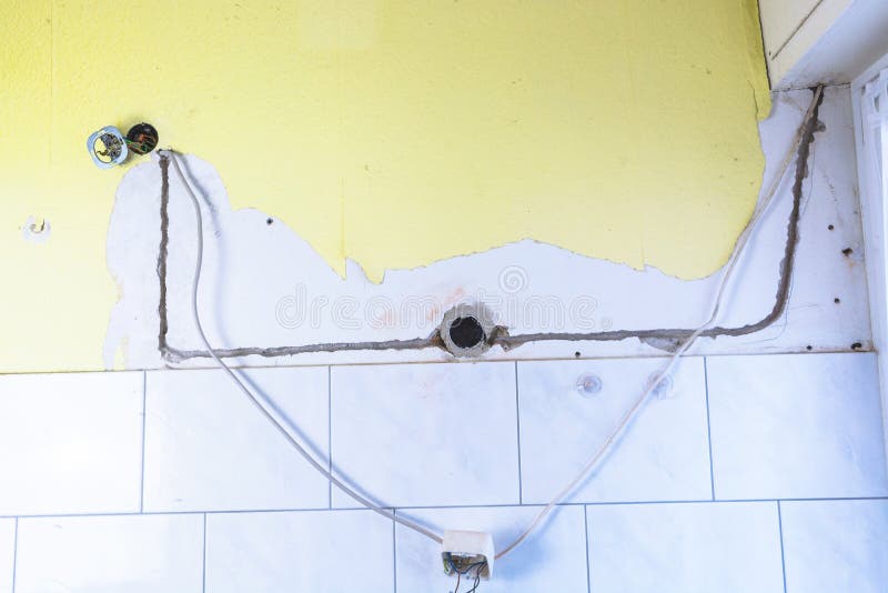 Electrical Cables Under Plaster Stock Photo Image of laying, home