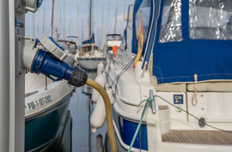 Electrical Charging Point of a Boat Editorial Stock Photo Image of