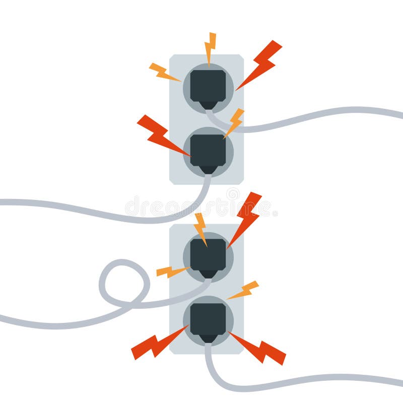 Electrical Circuit. Shock, Red Lightning and Yellow Sparks from the