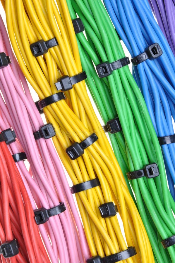 Electrical Colors Cables with Cable Ties Stock Photo Image of concept