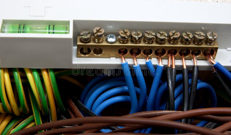 Electrical connections with cables royalty free stock photography