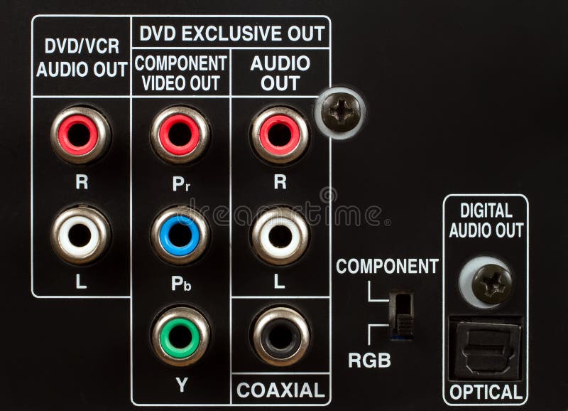 Electrical connectors for connecting audio and video components. royalty free stock image