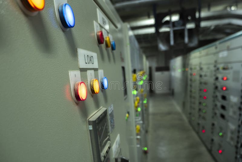 Electrical Control Room Circuit Boards in Industrial Plants Stock Image