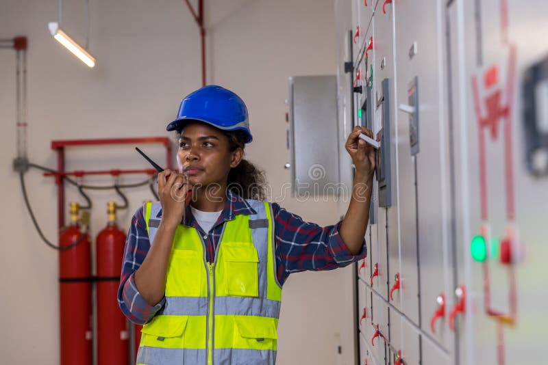 Electrical Engineer Working in Control Room. Electrical Engineer Man