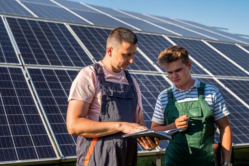 Electrical Engineers Examining the Construction Near Solar Energy