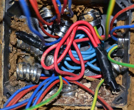 Electrical Exposed Connected Wires Stock Photo - Image of switch