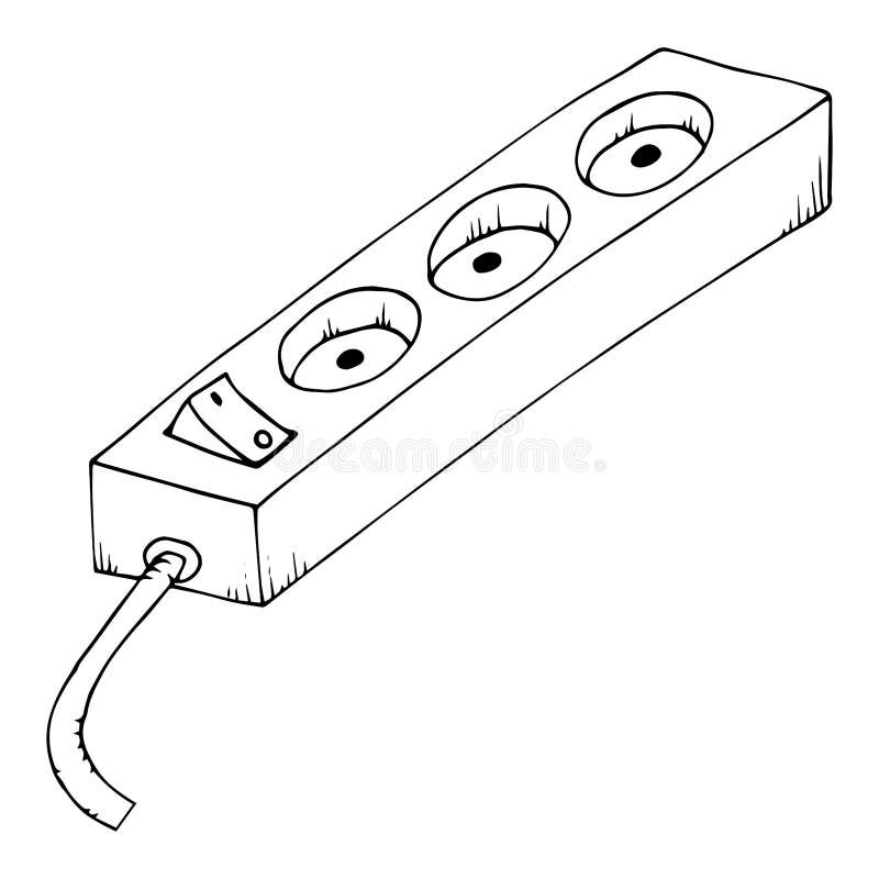 Electrical Extension Cord. Vector of an Electrical Extension Cord Stock  Illustration - Illustration of button, hand: 161118214