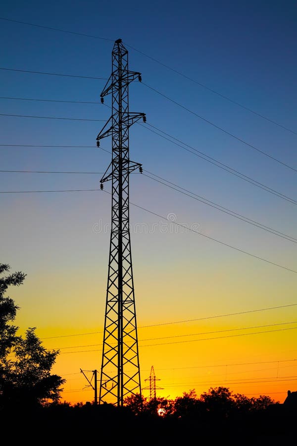 Electrical Mast at Morning Snow Stock Photo Image of landscape