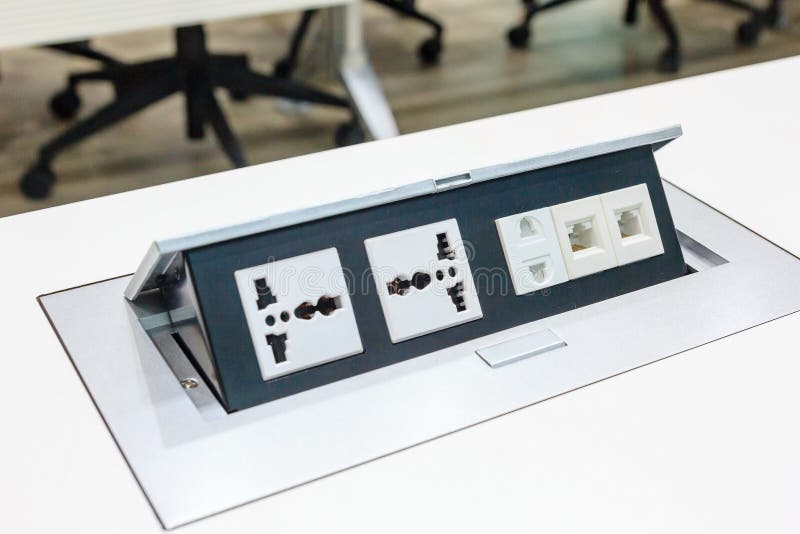 Electrical Outlet with Dual 3 Pin, Phone Jack Plugs and Network Plugs