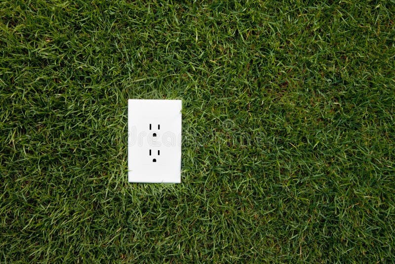 Electrical Outlet On Grass Green Energy Concept Stock Image Image of plug, equipment 51466139